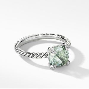 David Yurman Chatelaine Ring Prasiolite with Diamonds